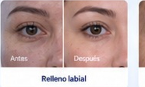 Antes y después de relleno labial